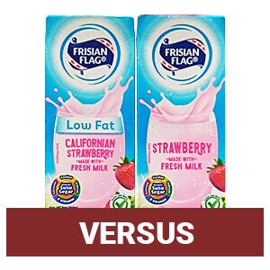 Susu UHT Frisian Flag Low Fat Californian Strawberry Versus Strawberry